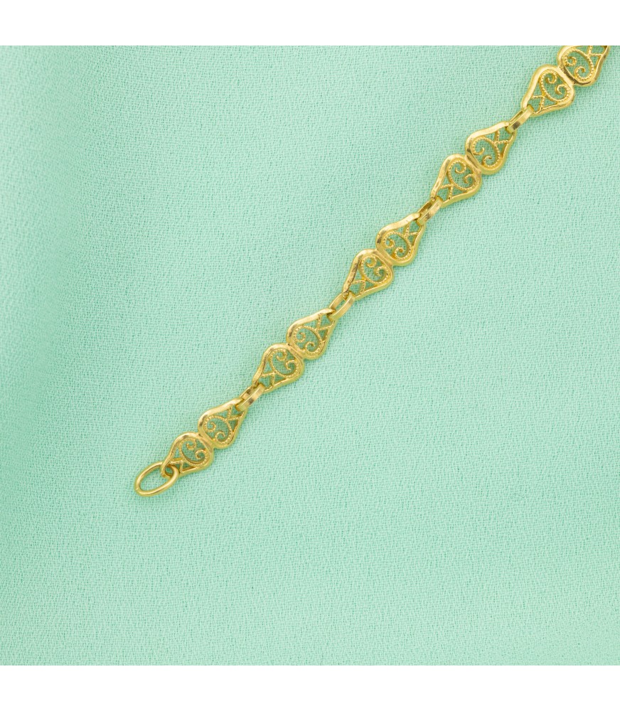 Vivine - Vintage gold bracelet - yellow gold filigree jewelry