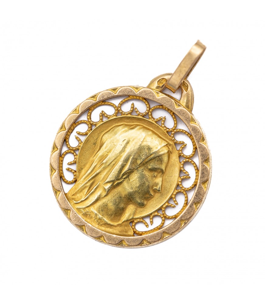 Maria - Vintage solid gold Virgin Mary pendant - French religious