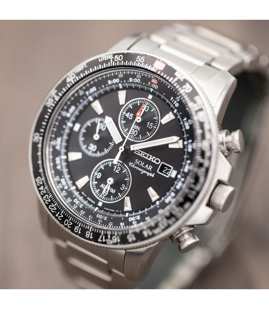 Seiko Prospex Solar Chronograph - Men's Pilot Quartz Watch - Ref. v172-0AC0