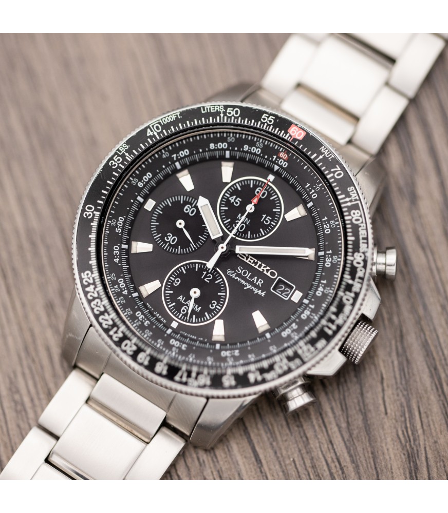 Seiko Prospex Solar Chronograph - Men's Pilot Quartz Watch - Ref. v172-0AC0