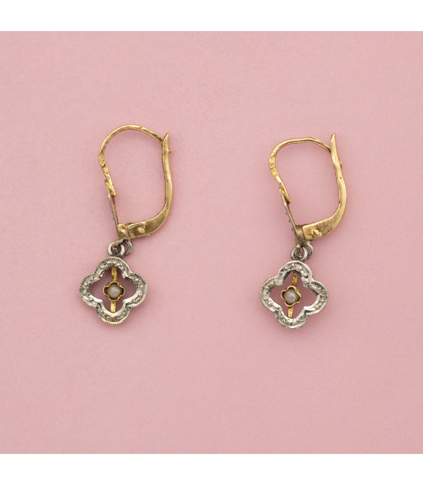 Boucle D'oreille Dormeuse Vintage Unique - Argent Plaqué Or, Ancienne Et Charmante
