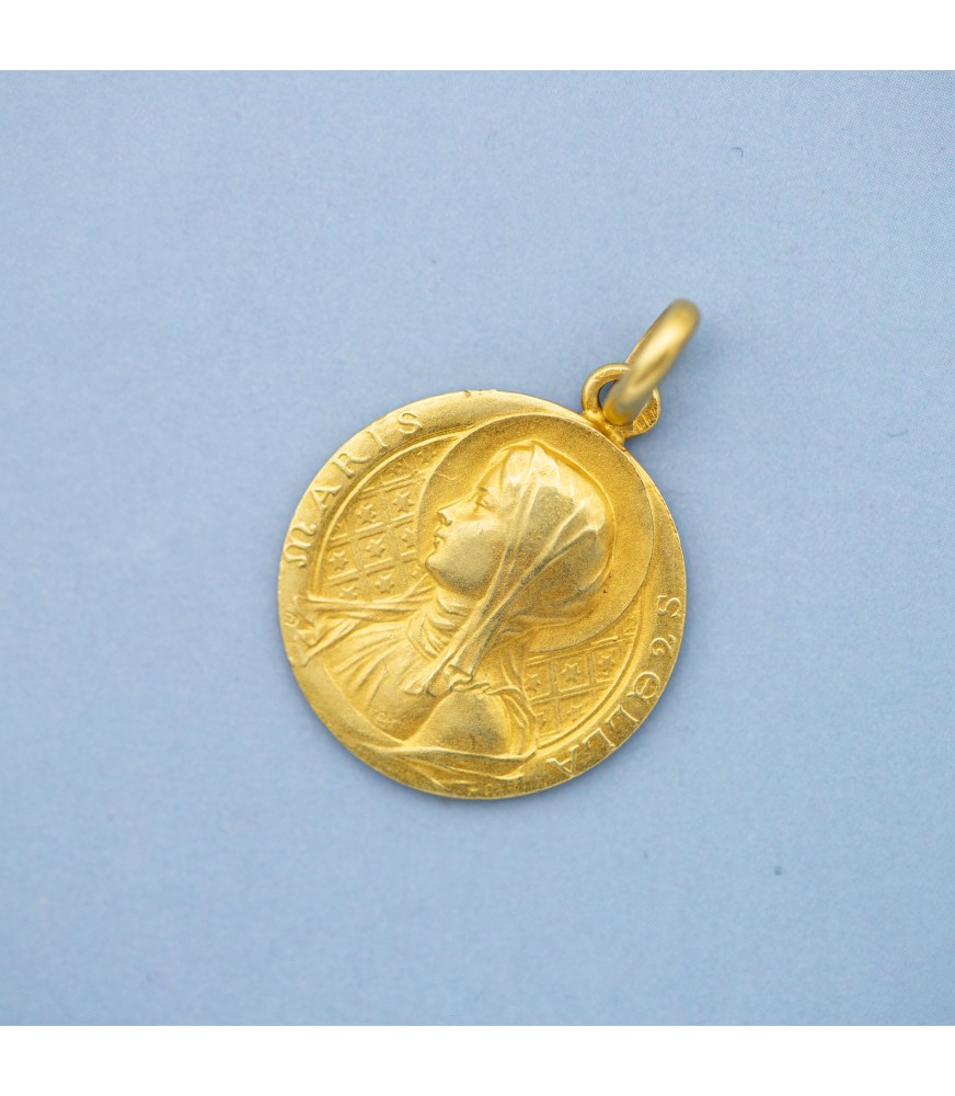 Vintage catholic pendant Solid gold Christian charm Virgin Mary