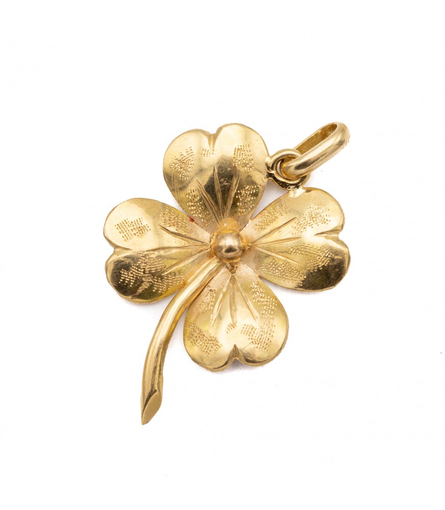 18K Gold Four Leaf Clover Luck Necklace Yellow Gold