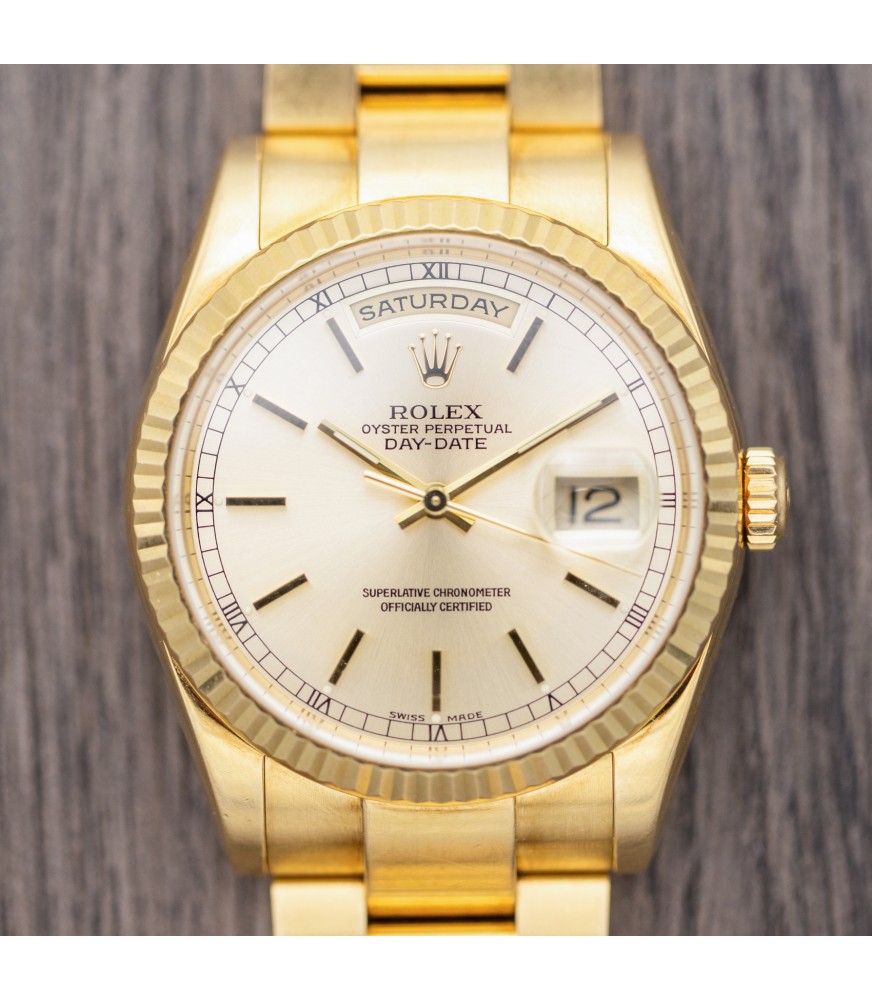 Rolex "President" - 36mm Solid 18k Yellow Gold Men's Watch - Ref. 118238 - Complete Set