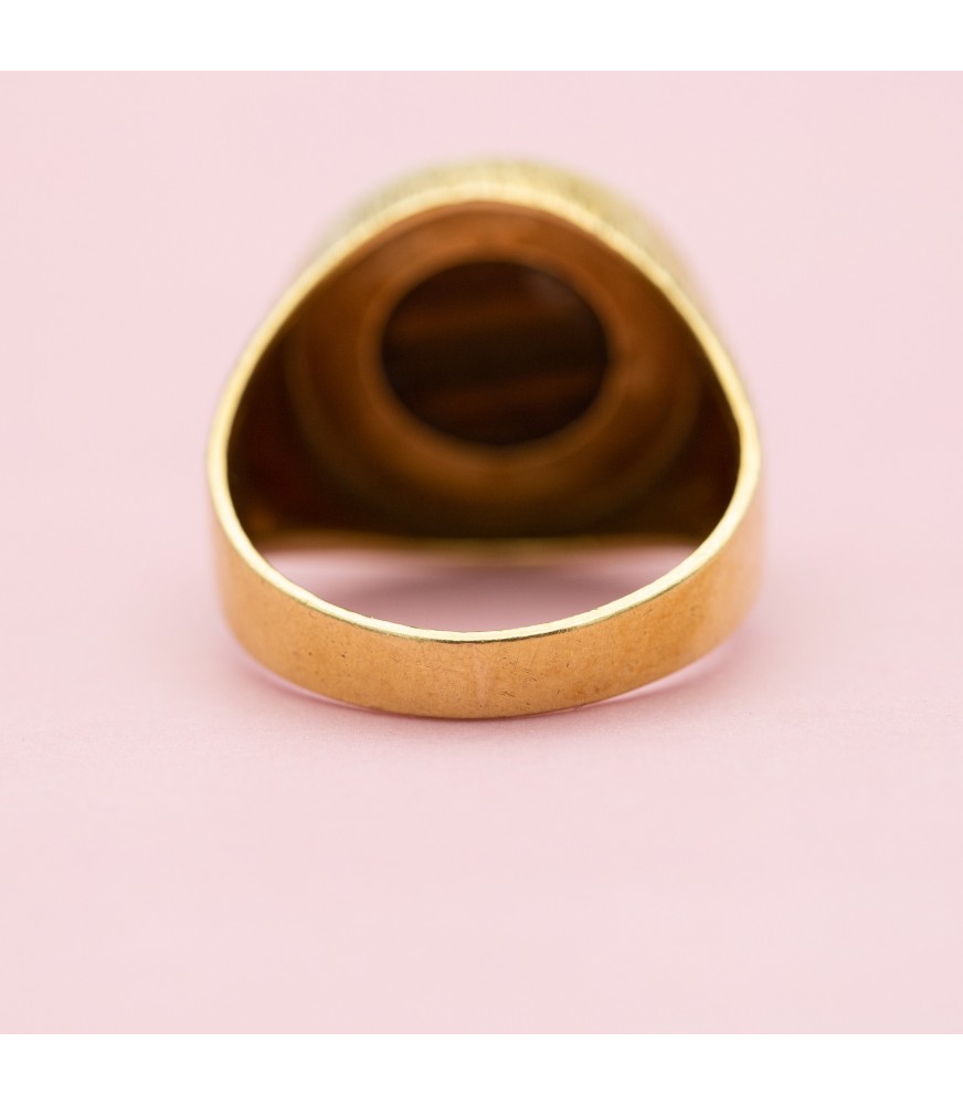 Sepp Ring XL 18k signet ring - Tiger's eye signet ring - Intaglio ring