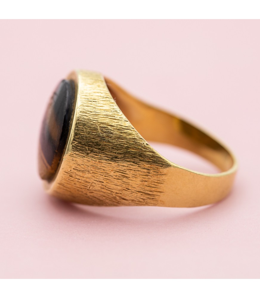 Sepp Ring XL 18k signet ring - Tiger's eye signet ring - Intaglio ring