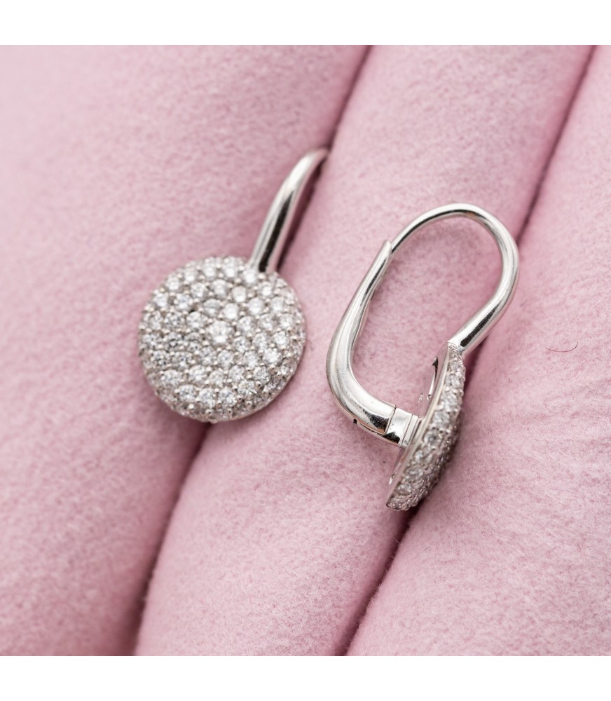 18K Bigli earrings - Diamond wave earrings - classic dangling earrings