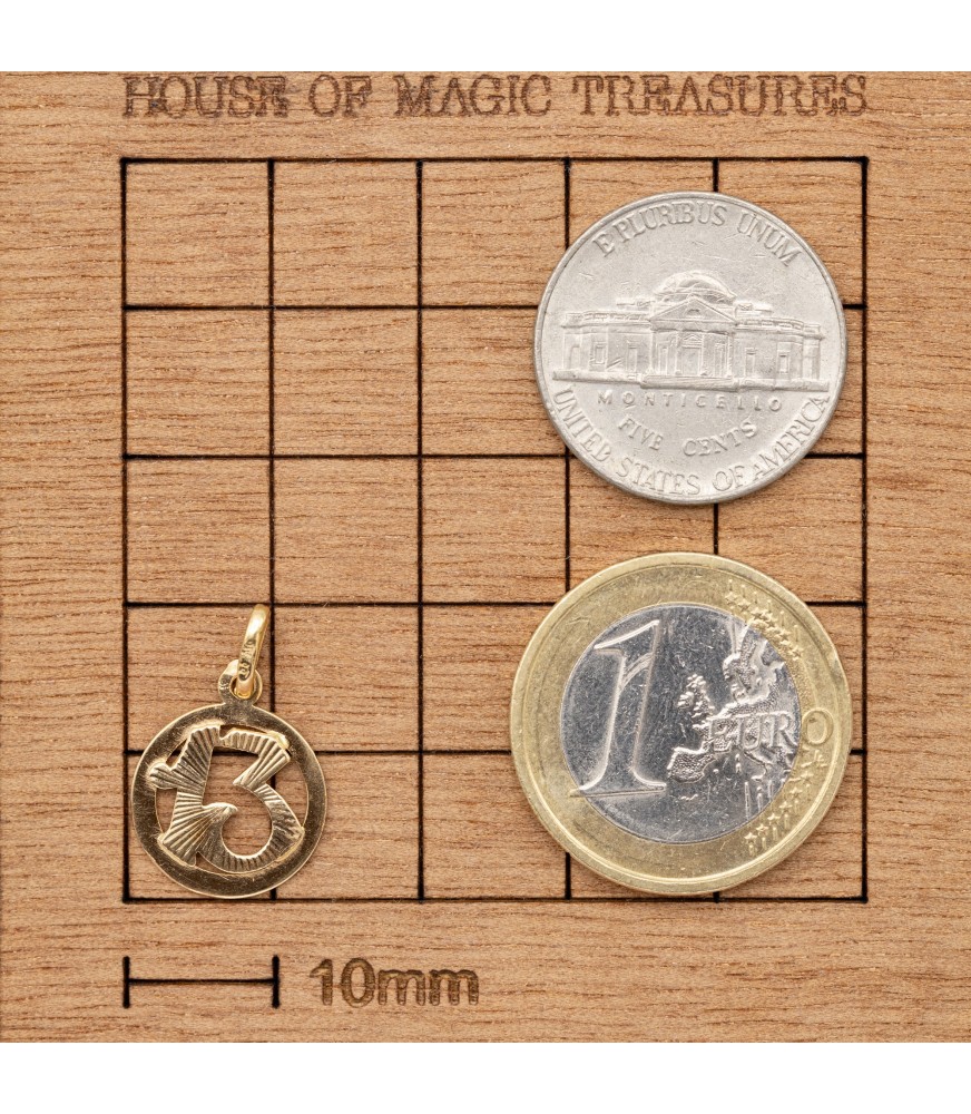 Pendentif Art Déco – Or 18k Et Platine – Chiffre 13 Porte-bonheur – Sertie De Rubis – Occasion