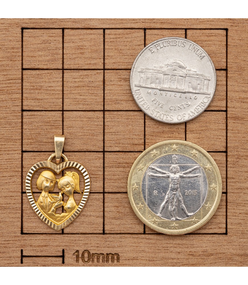 Pendentif Cœur Les Amoureux De Peynet En Or 18K - 1,6 Grammes - Occasion
