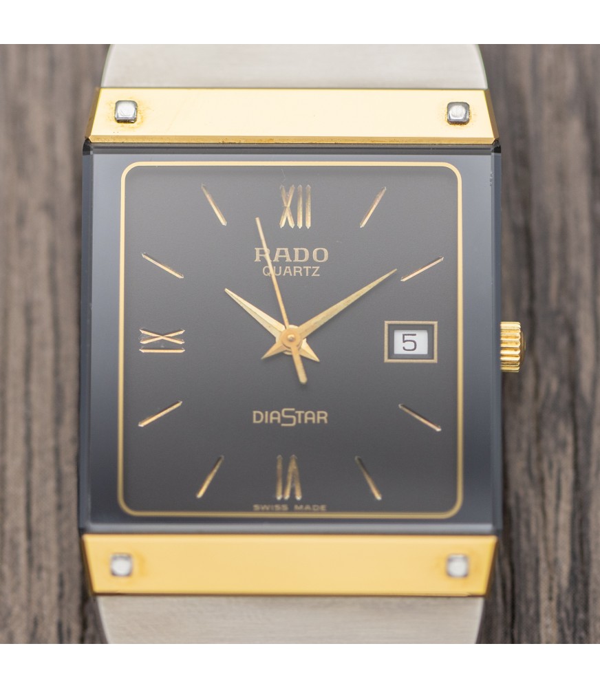 Rado Diastar Vintage Men s Unisex Gold Steel Quartz Watch Full Set Ref. 129.0195.3