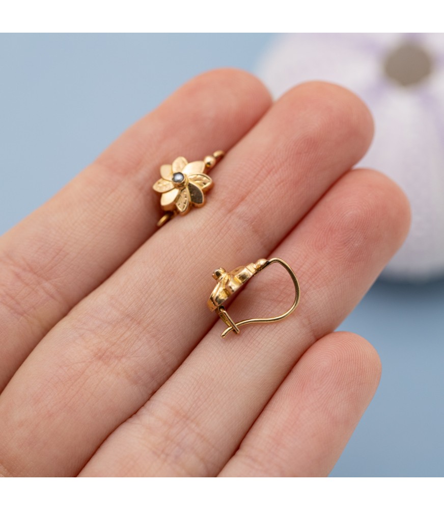 Boucles D'oreilles Dormeuses Antiques En Or 18k - Style Goutte Finement Travaillé (circa 1900), Occasion