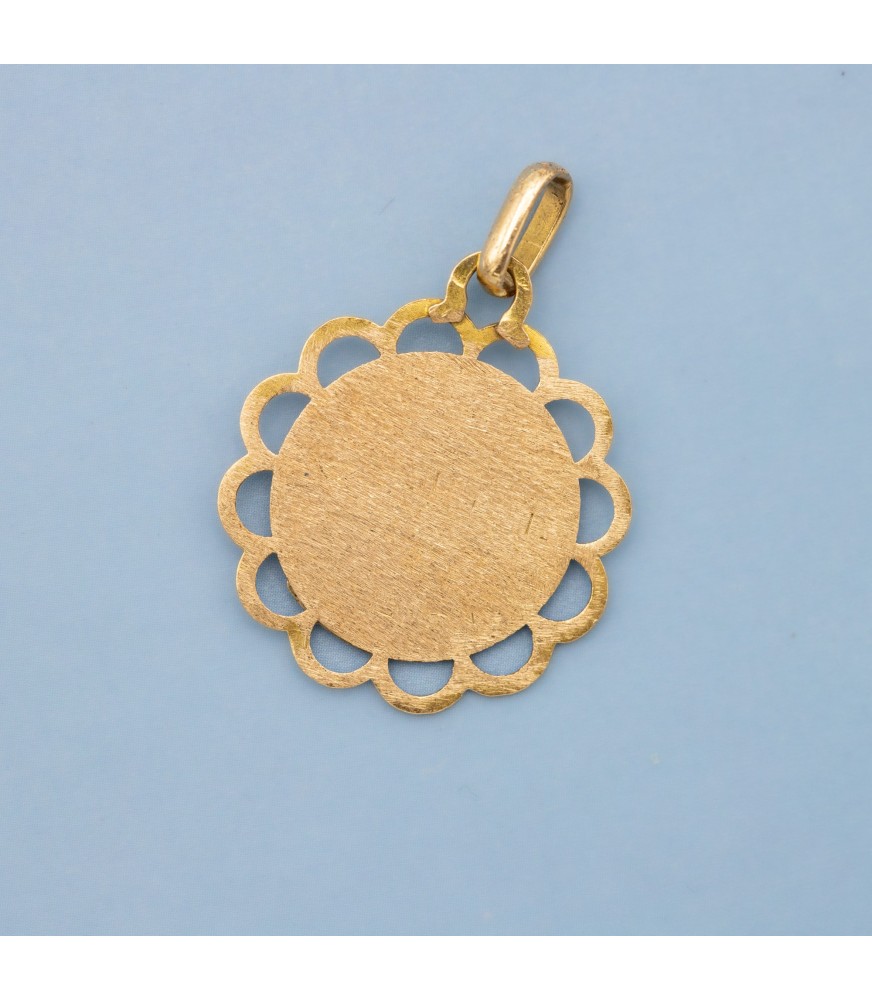 18k French solid patina yellow gold Virgin Mary charm