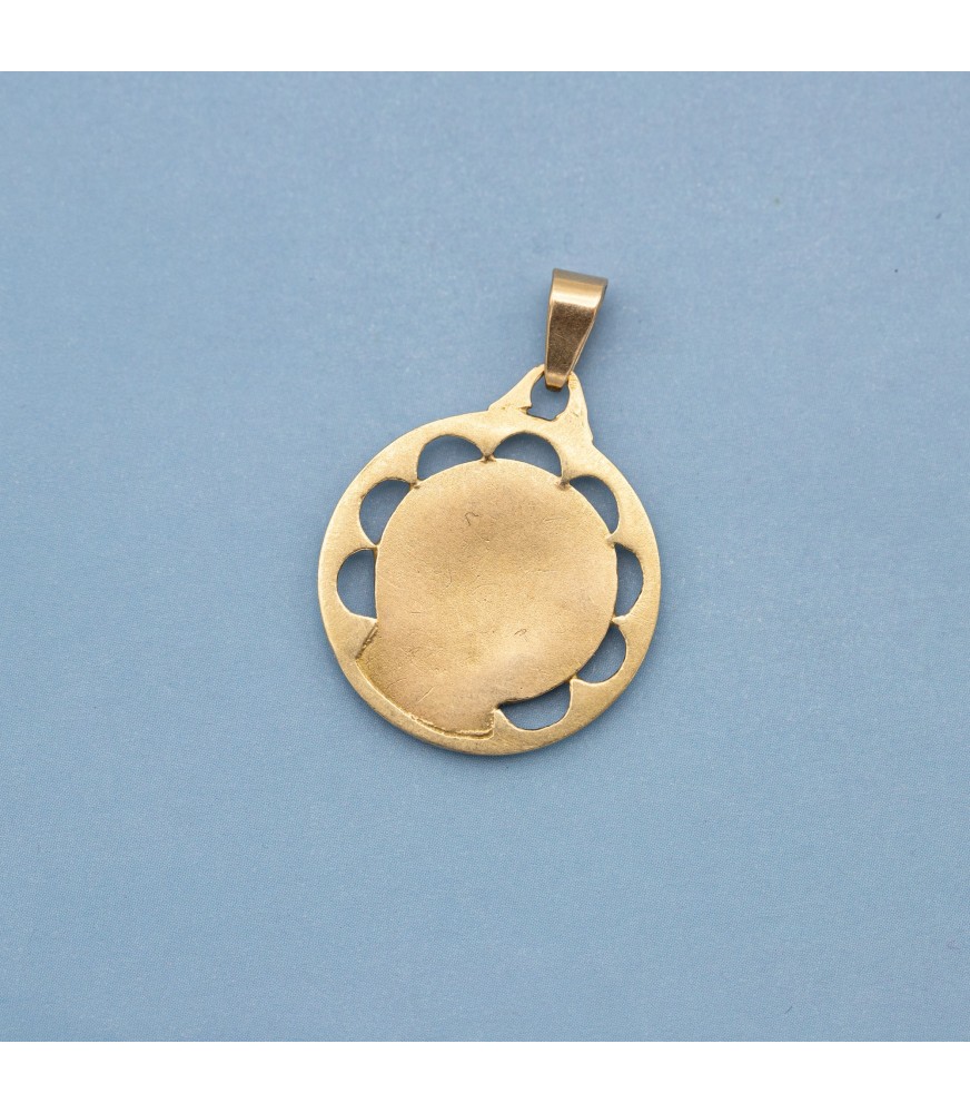 French 18k solid patina yellow gold Virgin Mary charm