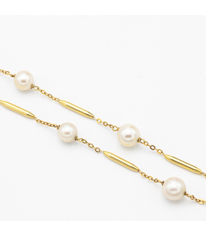 Eveline - elegant 18 ct yellow gold pearl necklace