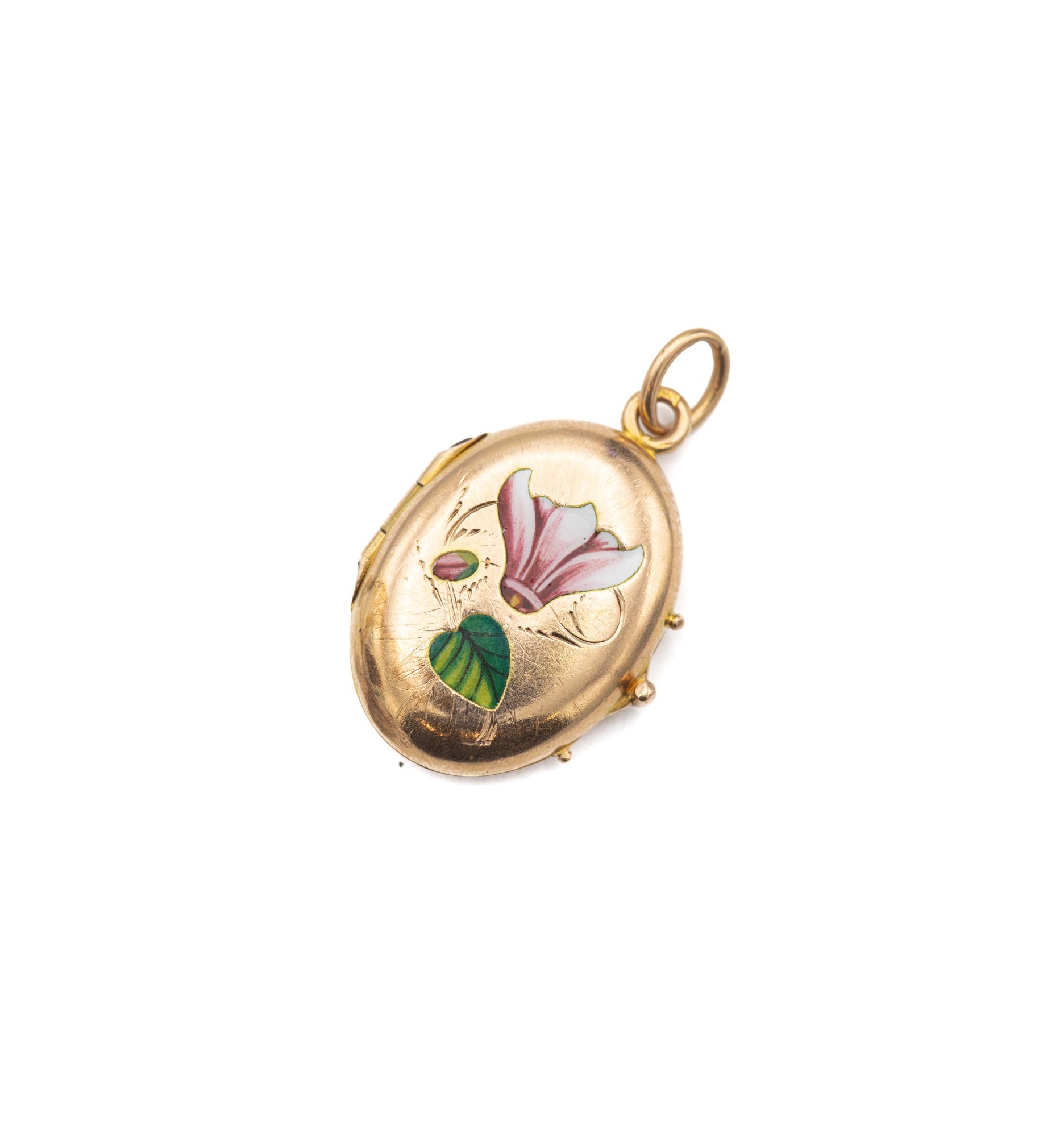 Botanical Brass Photo Locket Necklace Spring Vintage Flower Illustration Red Rose Locket