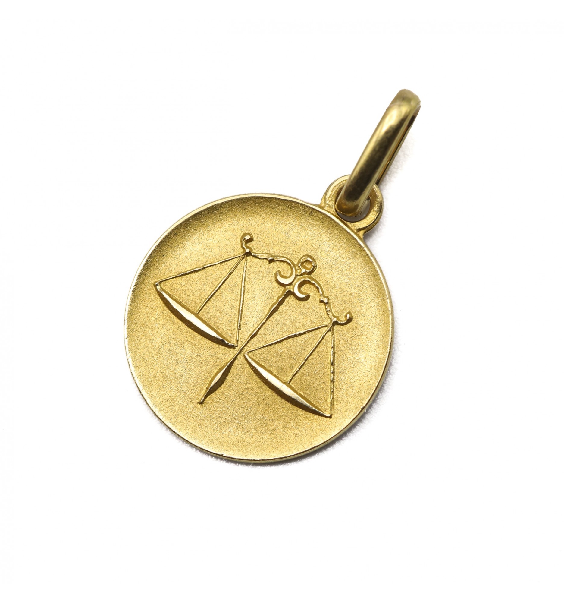 Libra Zodiac Pendant 18k Gold with Diamonds, Blue Sapphir and Aquamarine  For Sale at 1stDibs